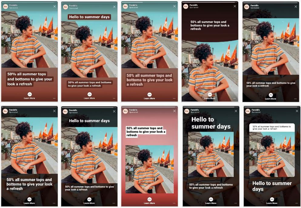 варианты креативов Instagram